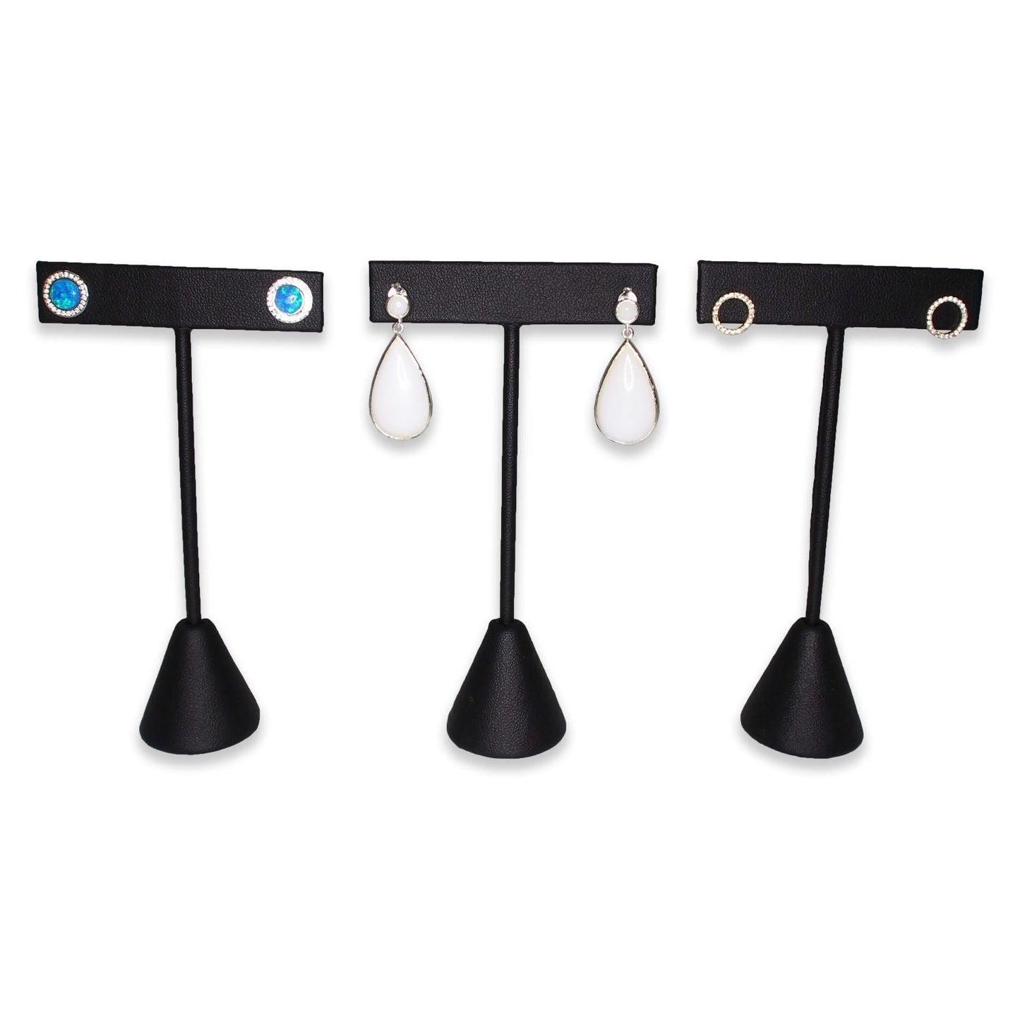 Black Leatherette Single Piece Earring T-Shape Display