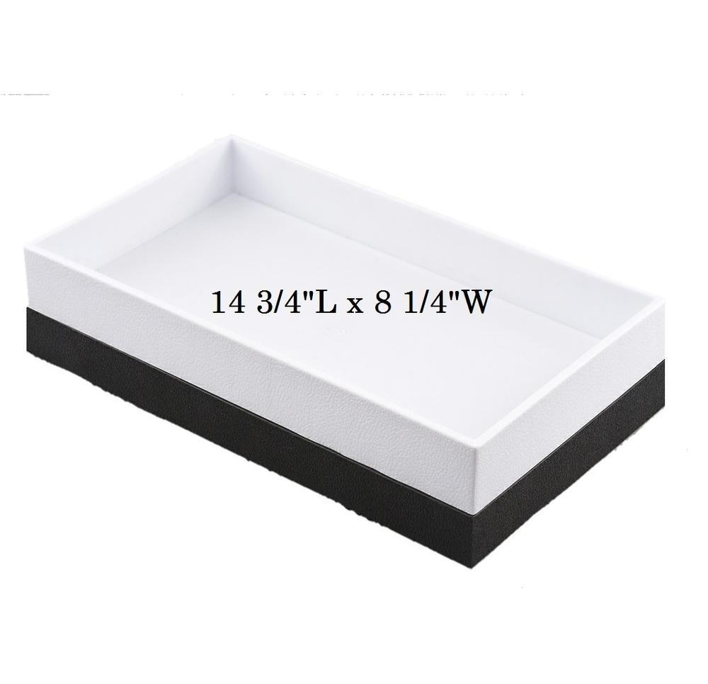 White 2"H Standard Stackable Plastic Utility Trays - 14 3/4'' x 8 1/4'' x 2''H