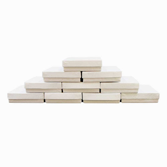 10 White Swirl Cotton Filled Boxes Stacked