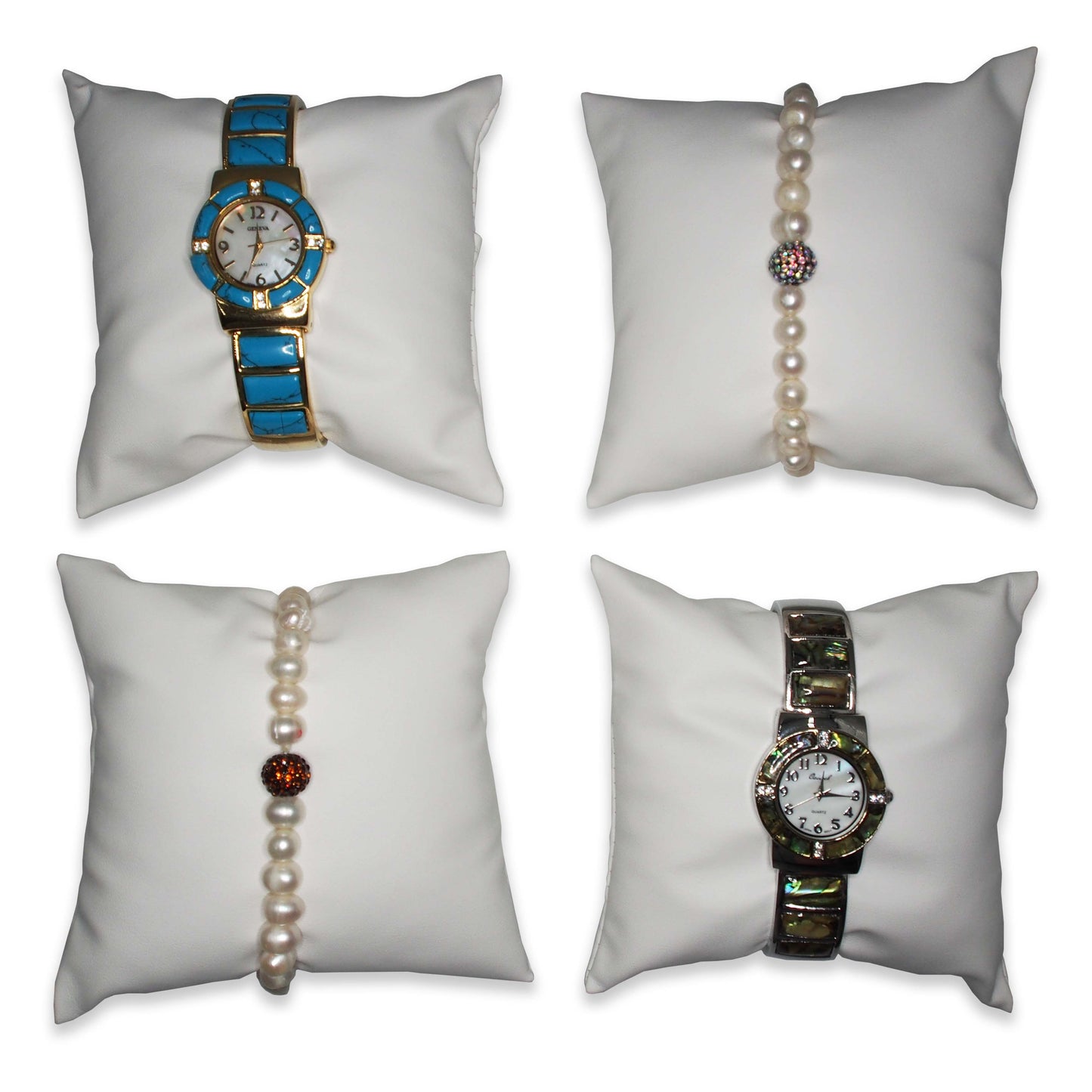 5" White Leatherette Pillow Displays