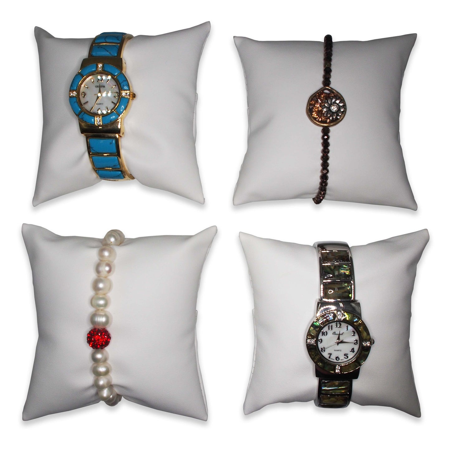 4" White Leatherette Pillow Displays