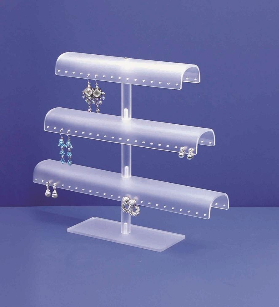 Acrylic 3 Tier Earring/Bangle Display White Frosted
