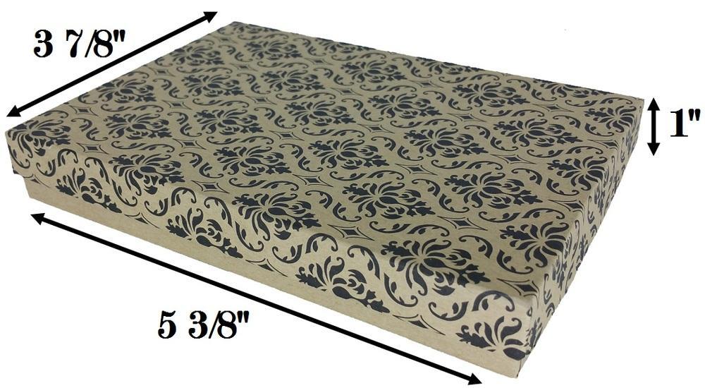 Damask Print Cotton Filled Box: 5 3/8" x 3 7/8" x 1"H