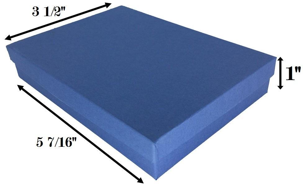Navy Kraft Cotton Filled Box: 5 7/16" x 3 1/2" x 1"H