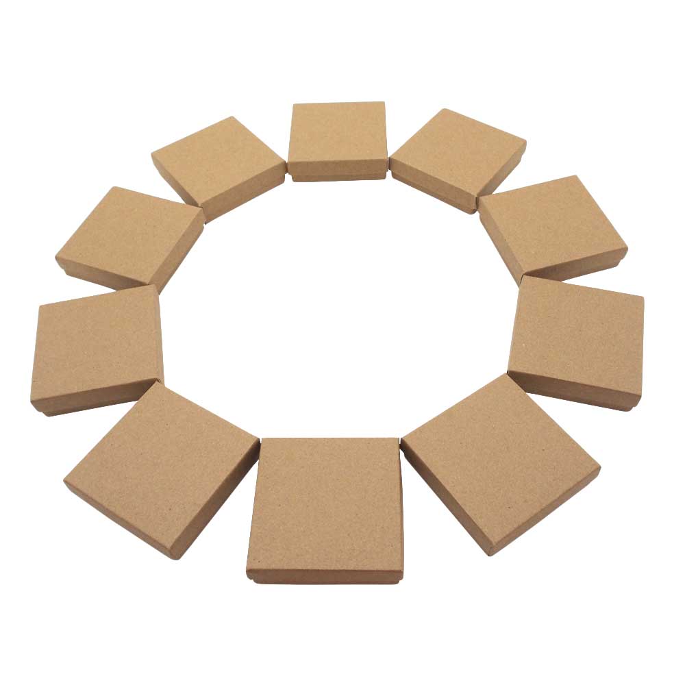 10 Kraft Brown cotton filled boxes in circle display