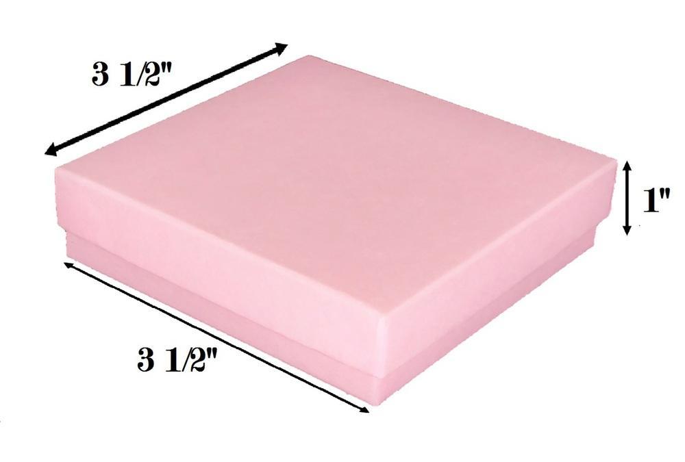 Pink Kraft Cotton Filled Box: 3 1/2" x 3 1/2" x 7/8"H