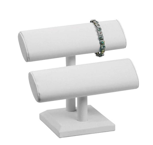 White Leatherette Double Oval T Bar
