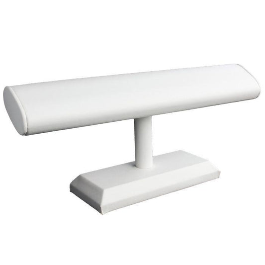 White Leatherette wide Oval T Bar