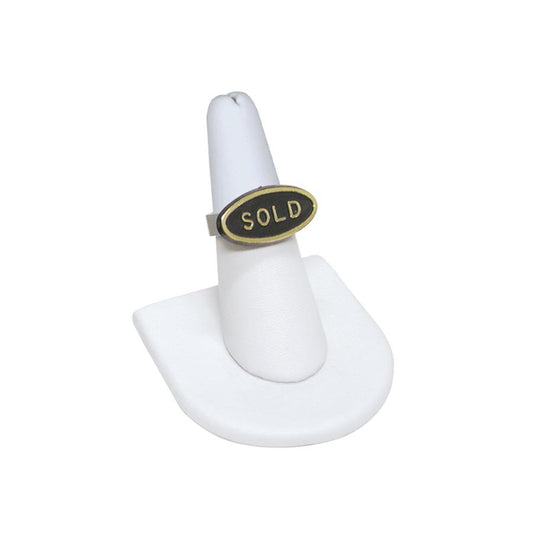 Single Tall White Faux Leather Ring Stand with Semi-Circle Base