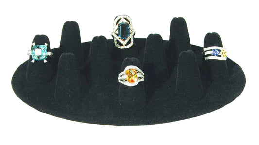 Black Velvet 10-Ring Display with Oval Base Jewelry Display