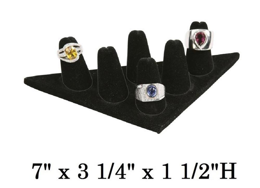 6-Ring Short Finger Triangular Jewelry Display - Black or White
