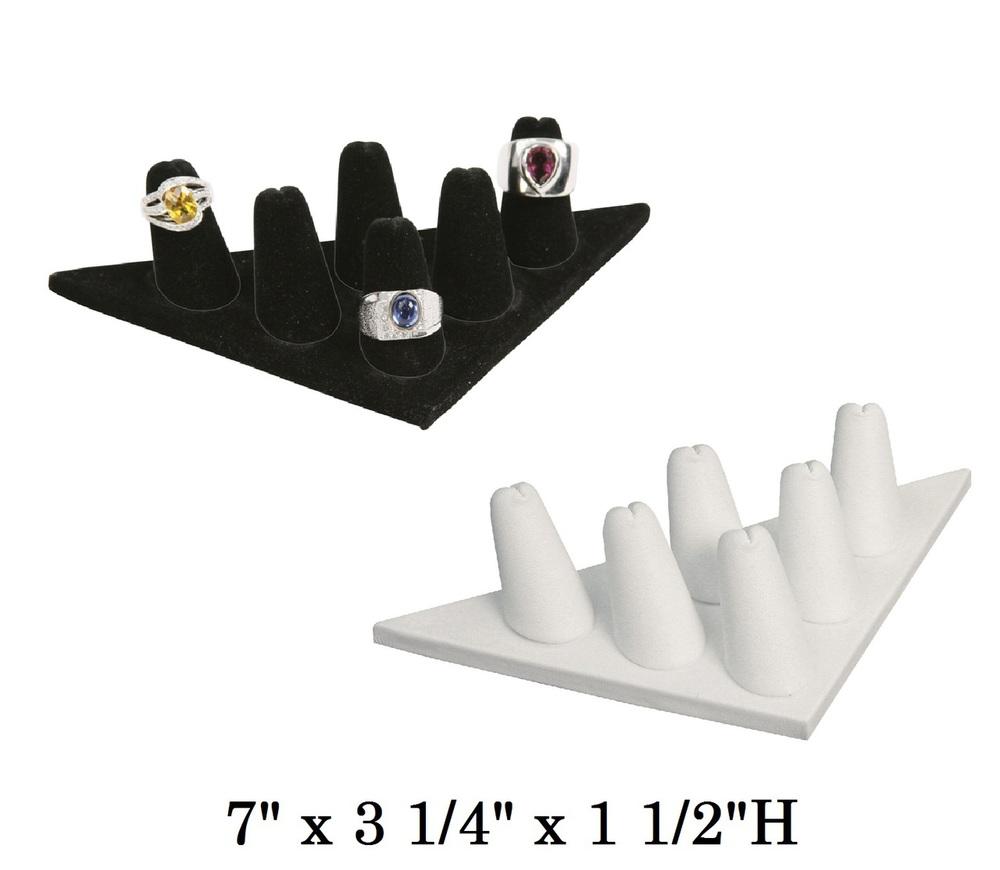 Black Velvet 6-Ring Short Finger Triangular Jewelry Display