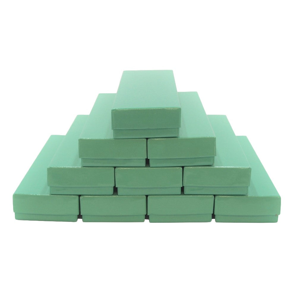10 Teal Cotton Filled Boxes Stacked