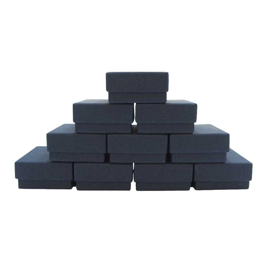10 Navy Blue Cotton FIlled Boxes stacked in pyramid display