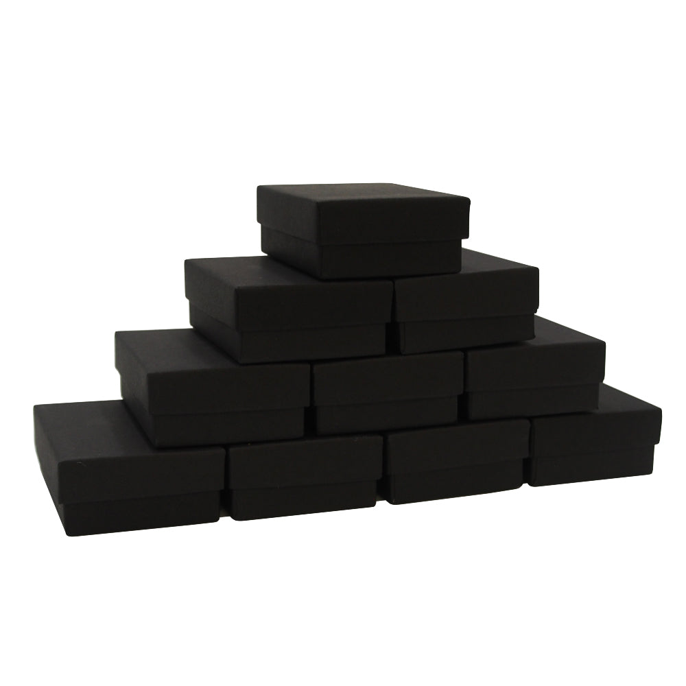 Black Kraft Cotton Filled Boxes - (10 Pcs)