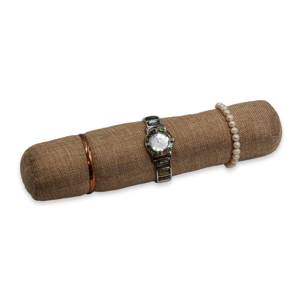 Burlap Jewelry Roll w/ Zipper Pouch