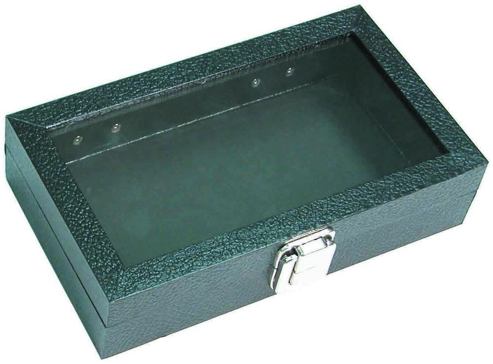 Small Clear Glass Top Lid with Metal Claps Display Tray - 8 1/8" x 4 3/4" x 2"H