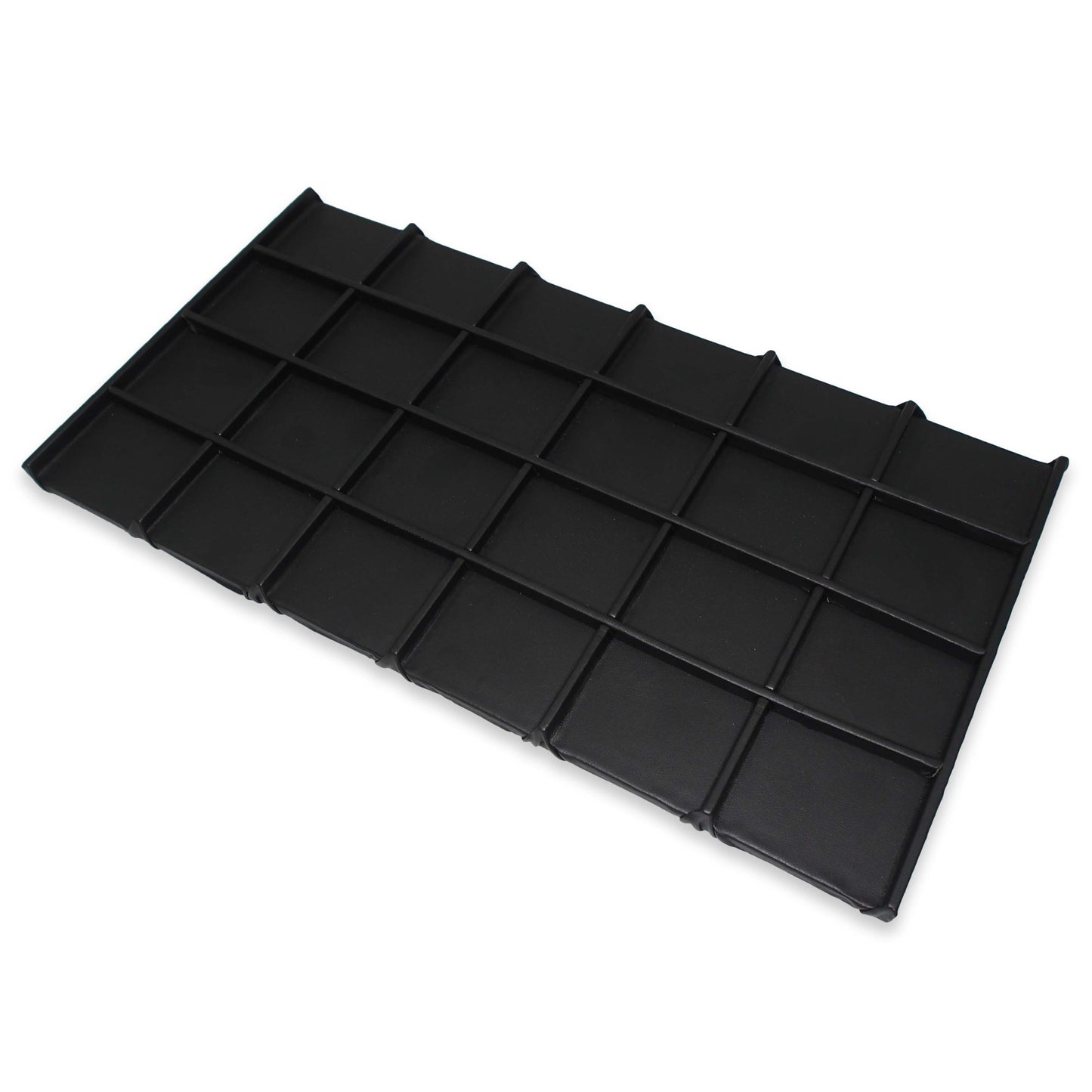 Black Faux Leather 24 Section Deluxe Tray Insert Liner