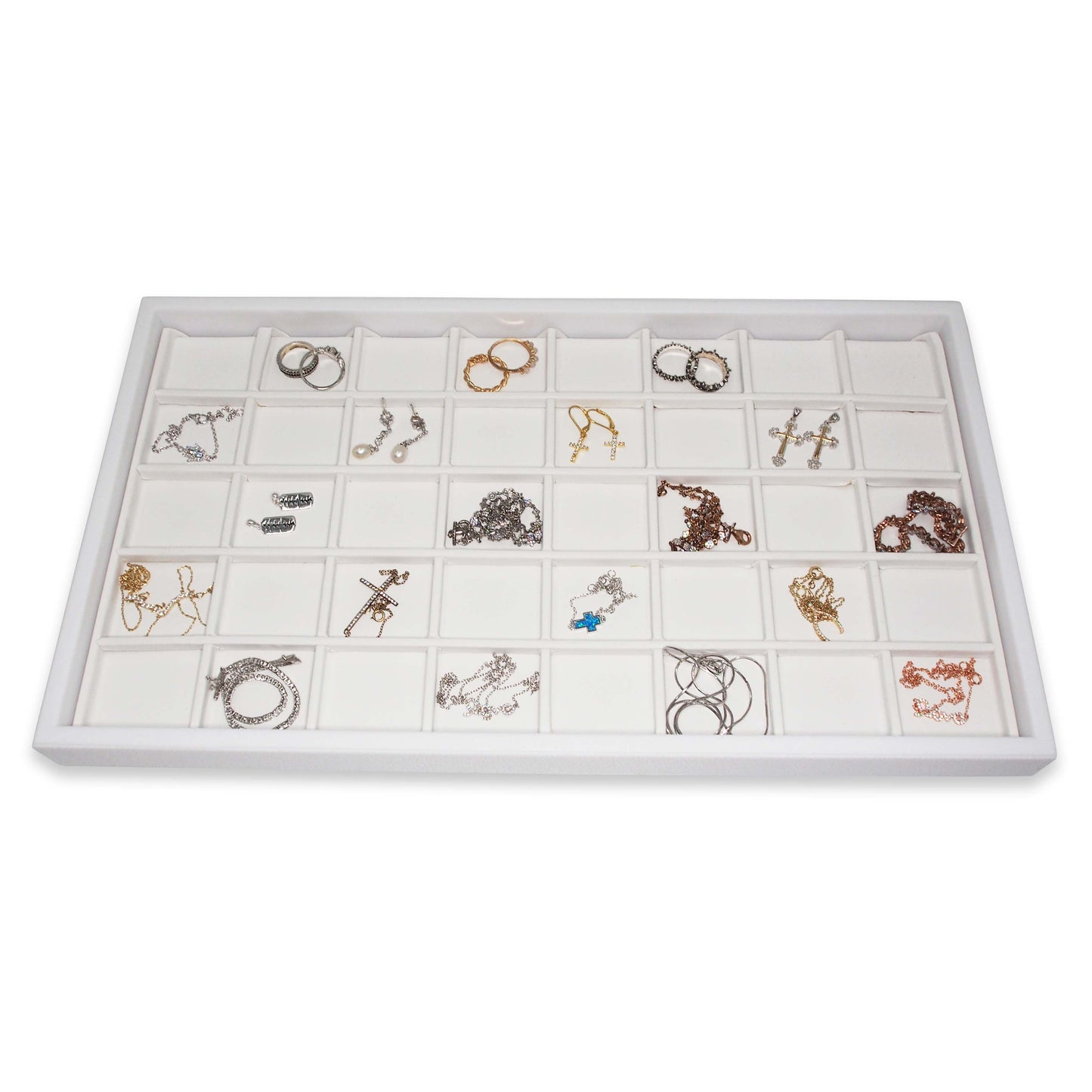 White Faux Leather 40 Section Deluxe Tray Insert