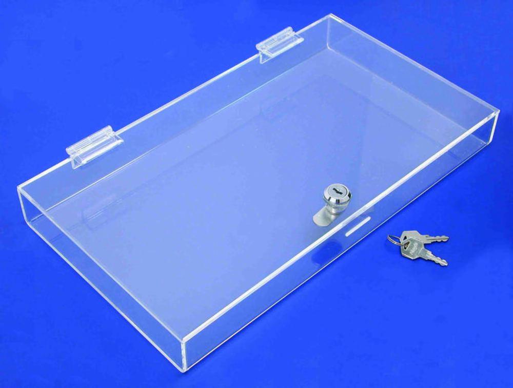 Clear Acrylic Case with Lock - 14 5/8" x 8 1/8" x 1 1/2"H