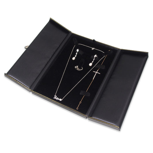 Black/Black Combination Set Snap-Tab Leatherette Box