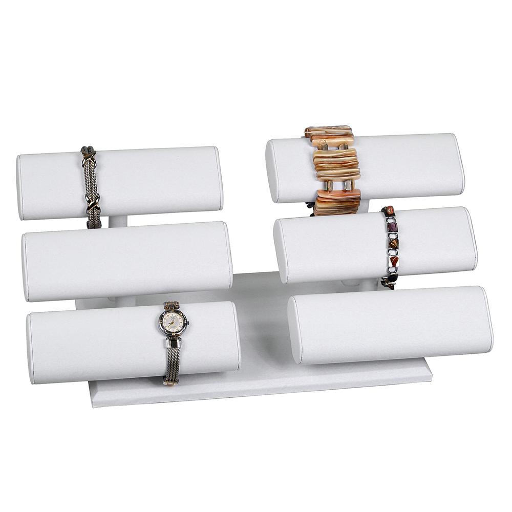 White Leatherette Double Triple Oval T Bar