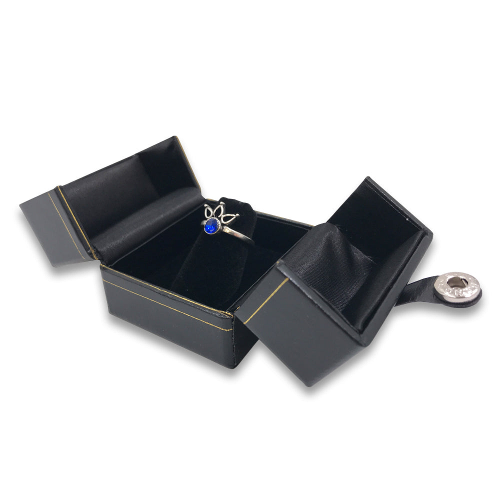 Black/Black Finger Ring Snap-Tab Leatherette Box