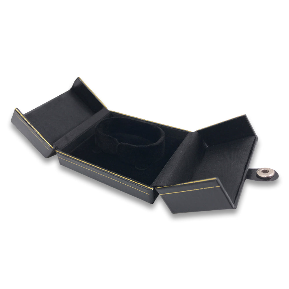 Black/Black Bangle/Watch Snap-Tab Leatherette Box