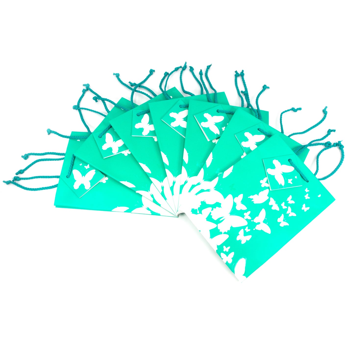 Teal White Butterfly Paper Tote Gift Bags