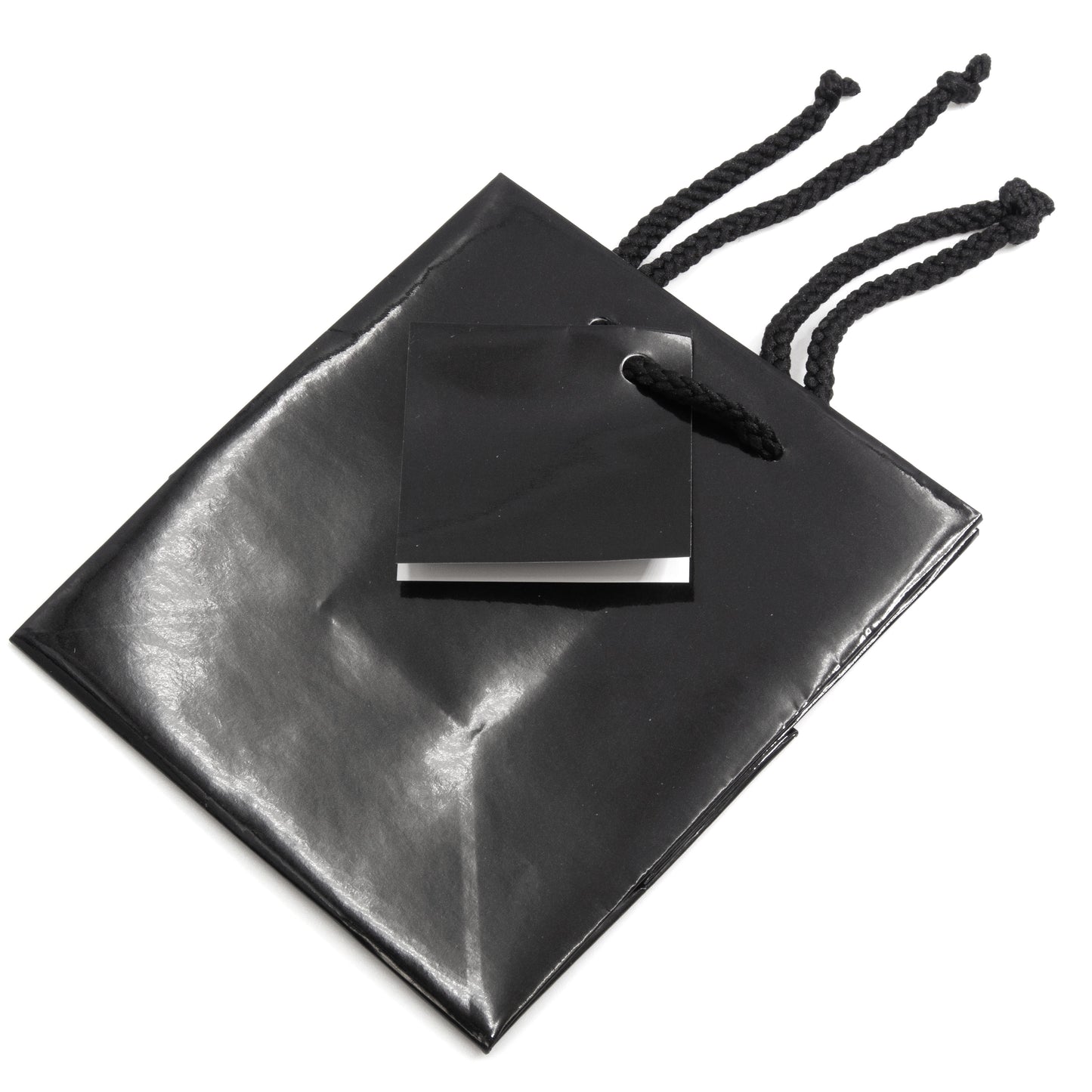 Black Glossy Solid Color Tote Bag - (10Bags/Pack) - Choose Size