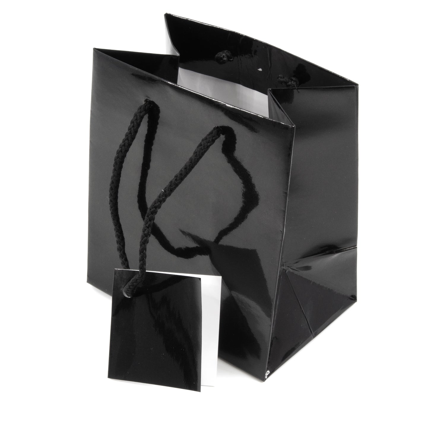 Black Glossy Solid Color Tote Bag - (10Bags/Pack) - Choose Size