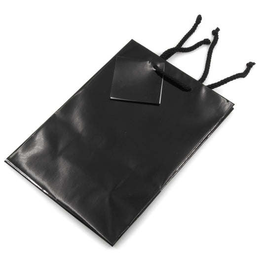 Glossy Black Paper Tote Gift Bag