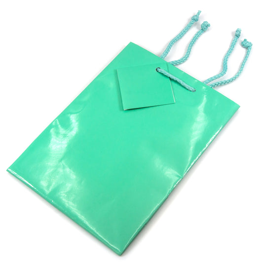 Glossy Teal Paper Tote Gift Bags