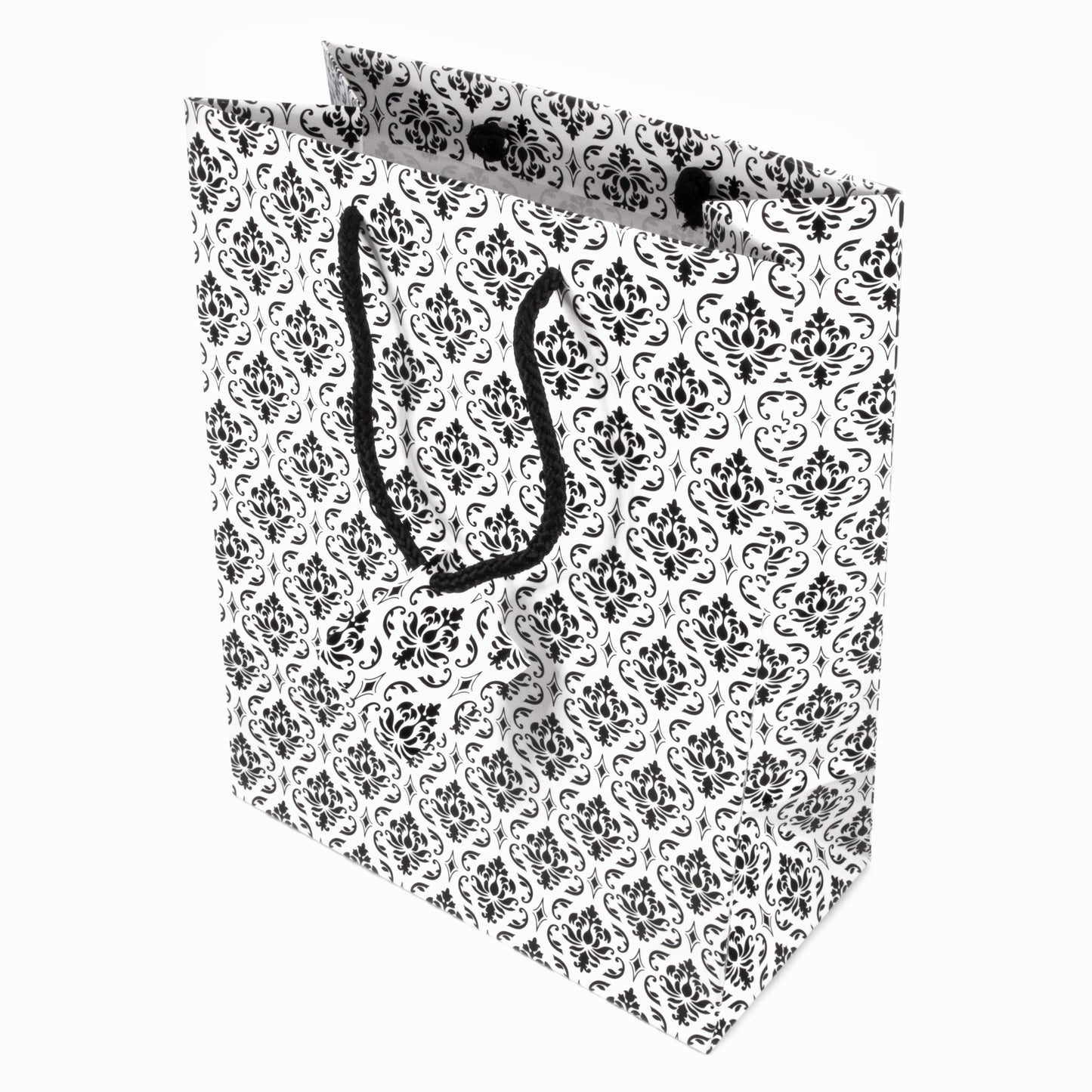 Damask Print Glossy Tote Bag - 8" x 5" x 10"H (10Bags/Pack)