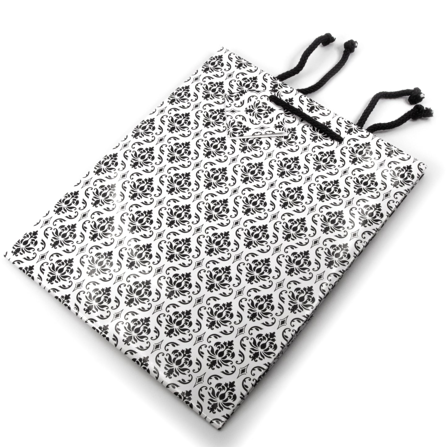 Damask Print Glossy Tote Bag - 8" x 5" x 10"H (10Bags/Pack)