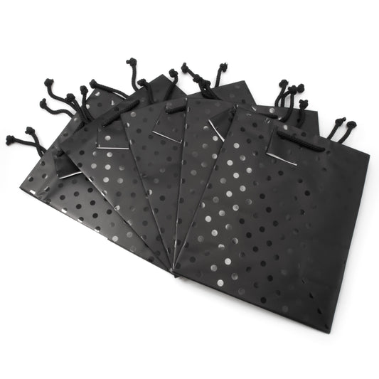 Black Polka Dot Paper Tote Gift Bags