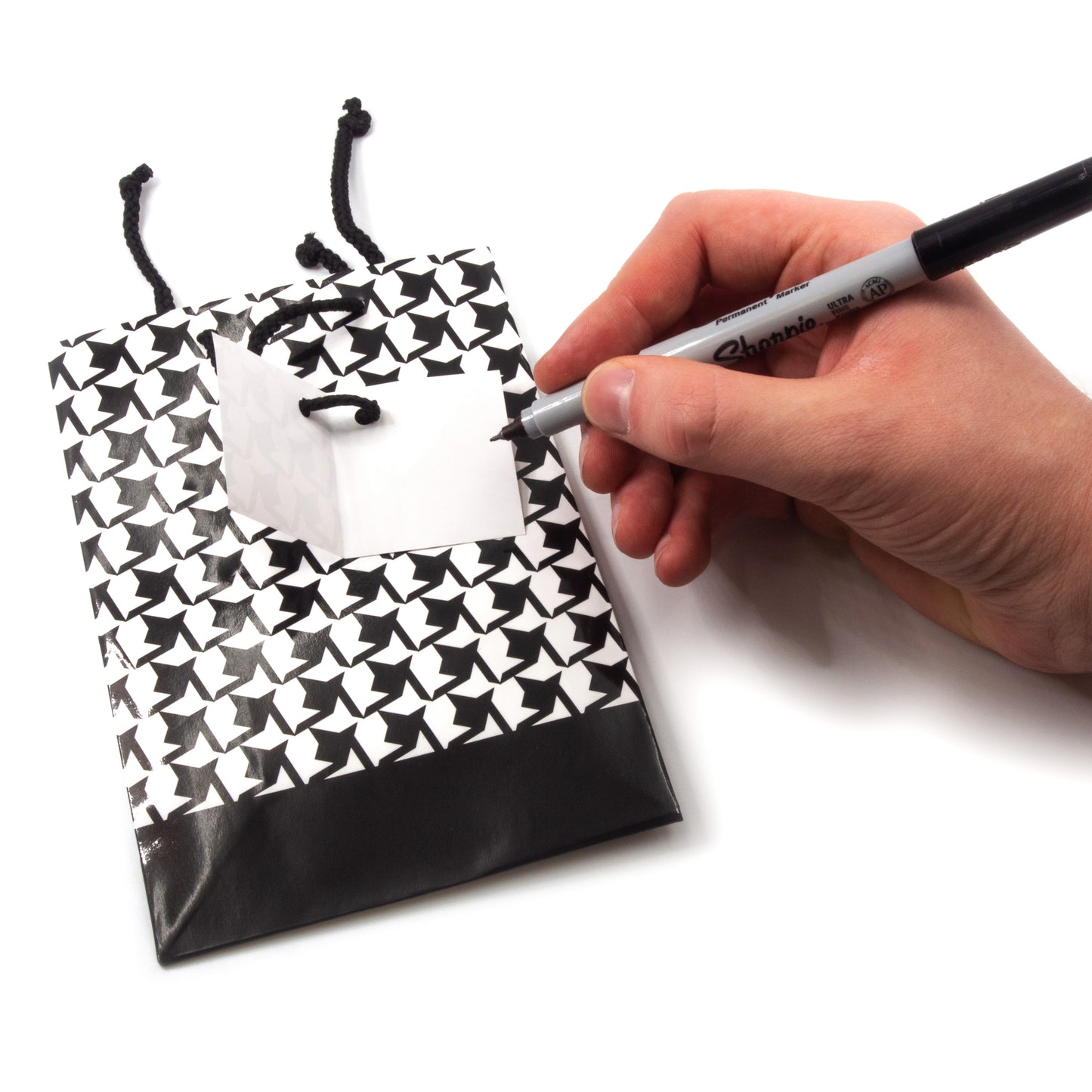 Glossy Houndstooth Paper Tote Gift Bags