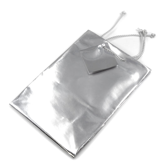 Glossy Silver Metallic Paper Tote Gift Bag