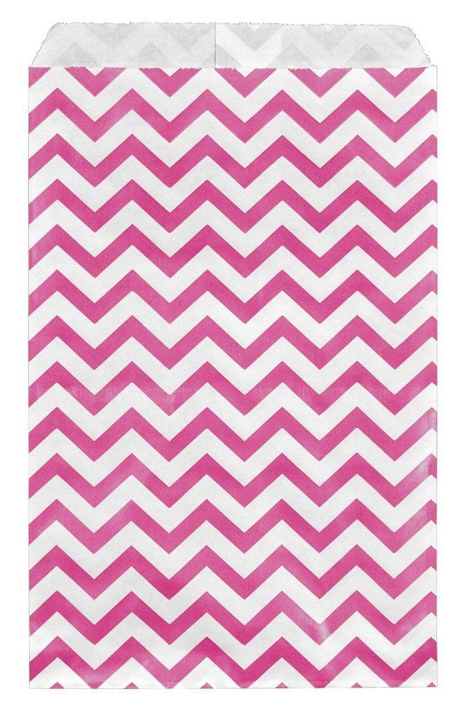 Flat envelope style paper bag, with Pink chevron pattern