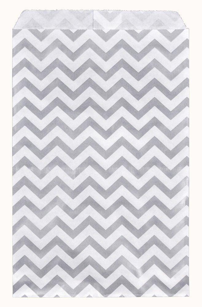 Flat envelope style paper bag, with Silver chevron pattern