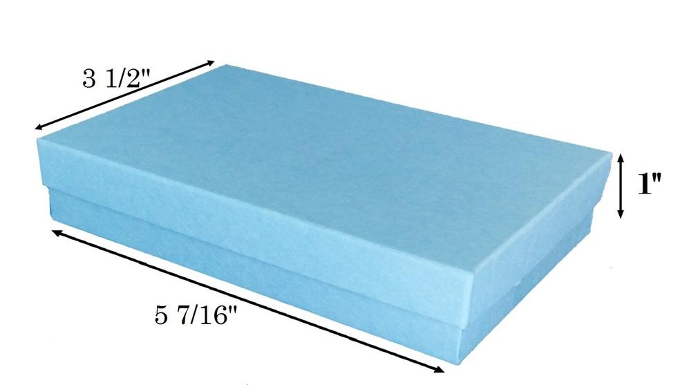 CuteBoxInc Baby Blue Kraft Cotton Filled Boxes 5 7/16" x 3 1/2" x 1"H