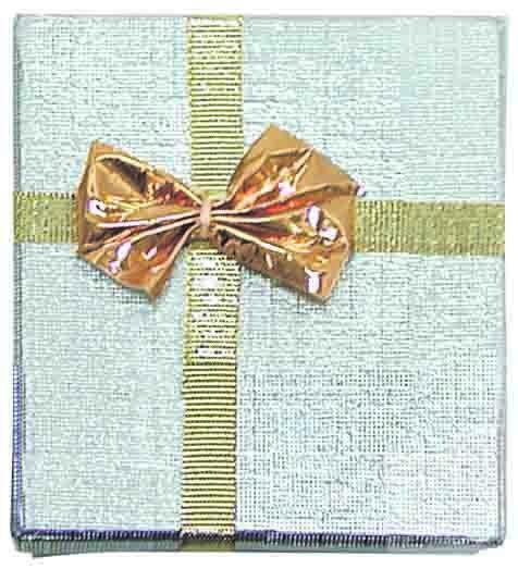 12 Boxes - Linen Shiny Silver Bow Tie Gift Boxes for Pendant or Earrings - 2 3/4" x 3 1/8" x 1"