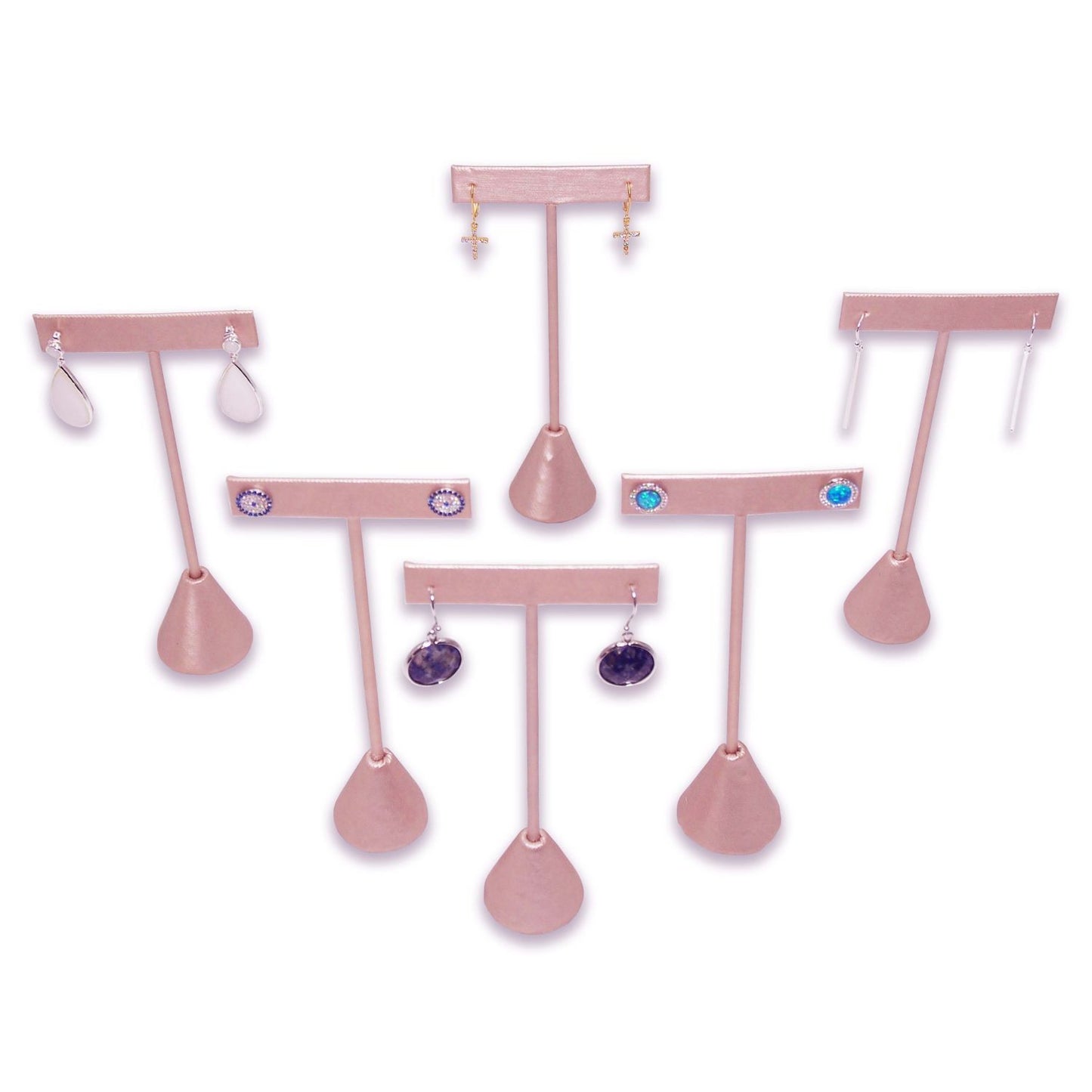 Steel Pink Leatherette Single Piece Earring T-Shape Display
