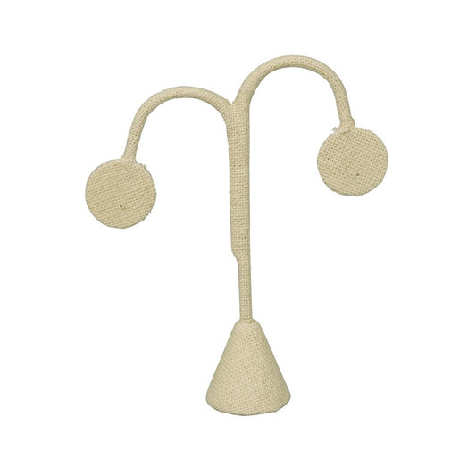 Beige Linen Single Earring Display Tear Drop Shape 4 3/4"H