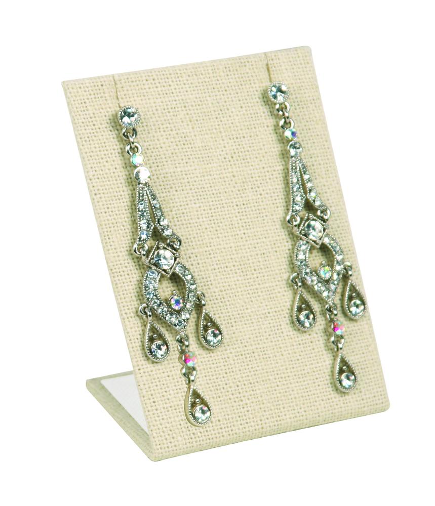 Beige Linen Single Rectangular Earring Display