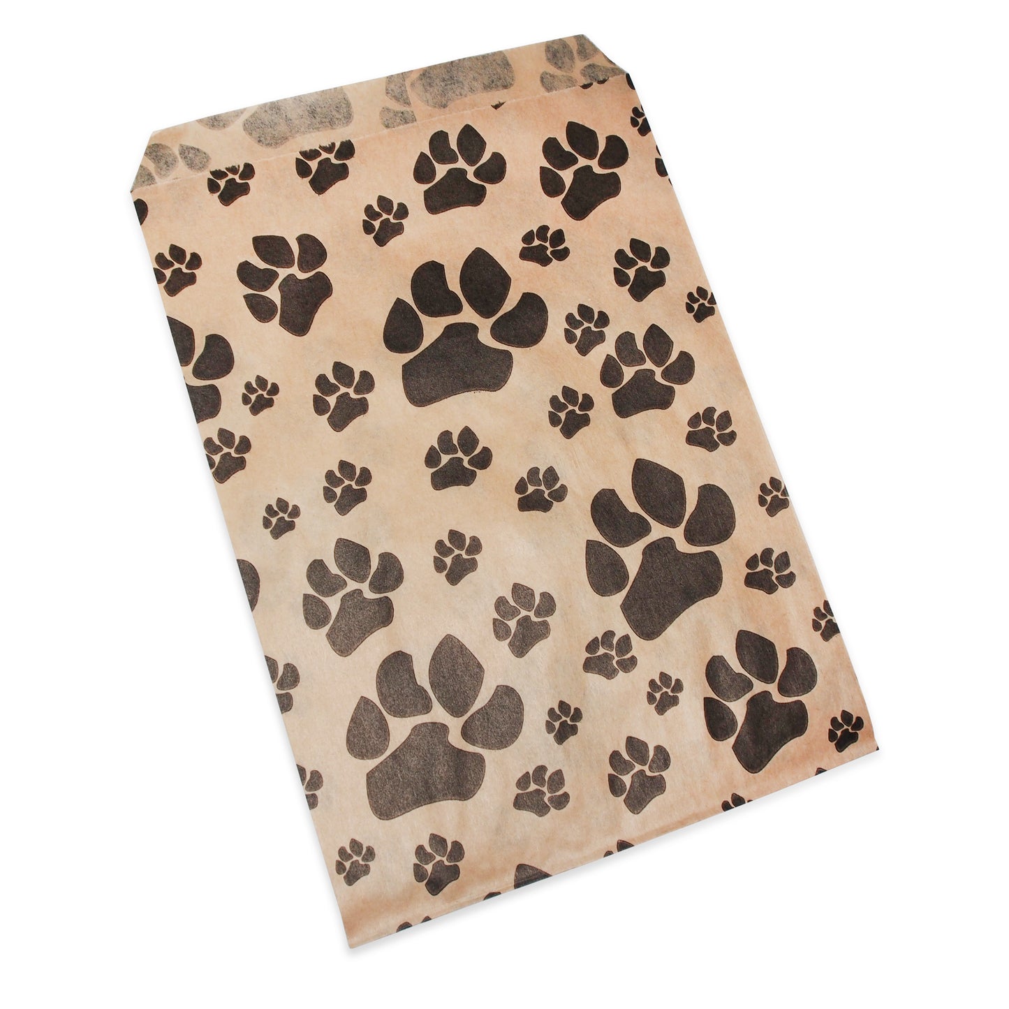 Paw Print - Flat Paper Bags - 100Bags/Pack - Multiple Sizes