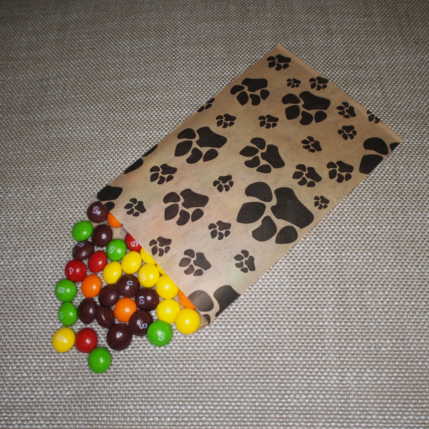 Paw Print - Flat Paper Bags - 100Bags/Pack - Multiple Sizes