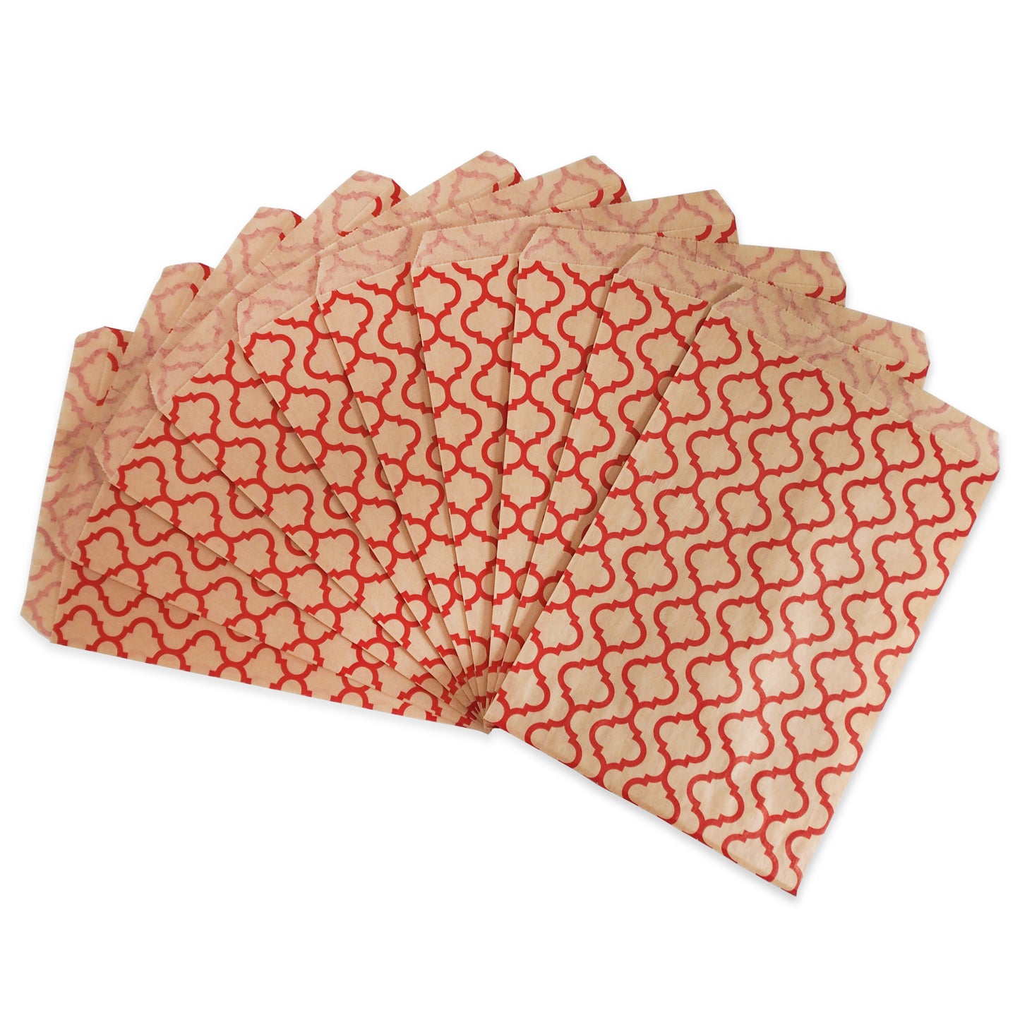 Trellis Design Flat Paper Bags - 100Bags/Pack - Multiple Sizes & Colors