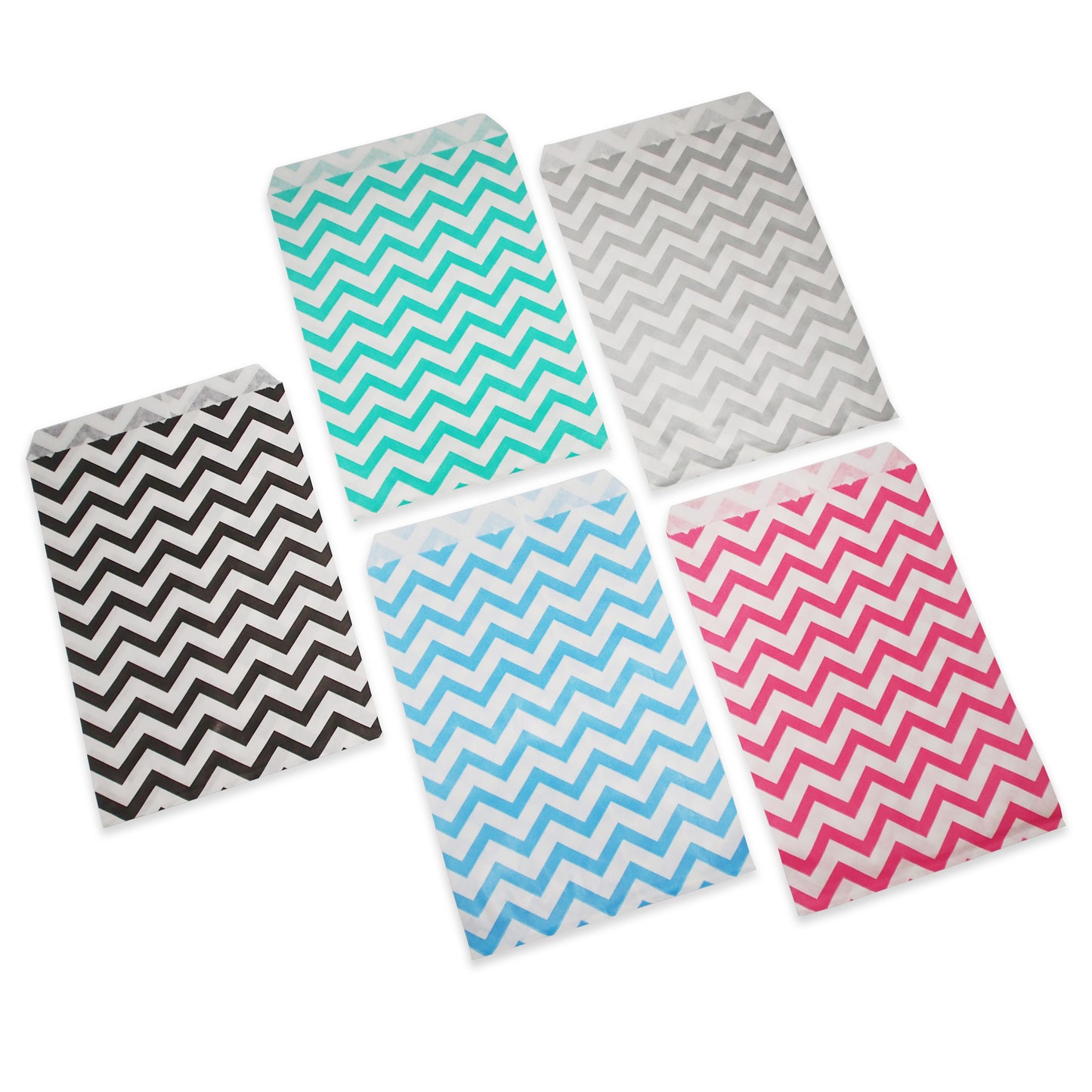 Chevron Pattern Flat Paper Bags -100Bags/Pack - multiple colors & sizes available