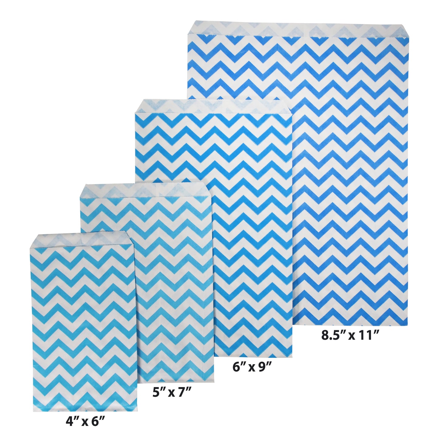 Chevron Pattern Flat Paper Bags -100Bags/Pack - multiple colors & sizes available